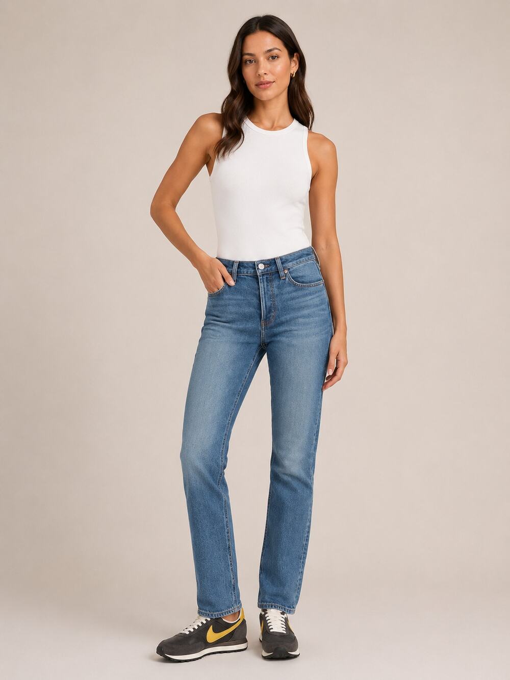 Denim Forum The Arlo High Rise Straight 28L Denim Jeans Blue 30